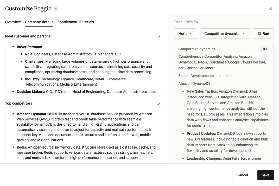 Company details tailoring