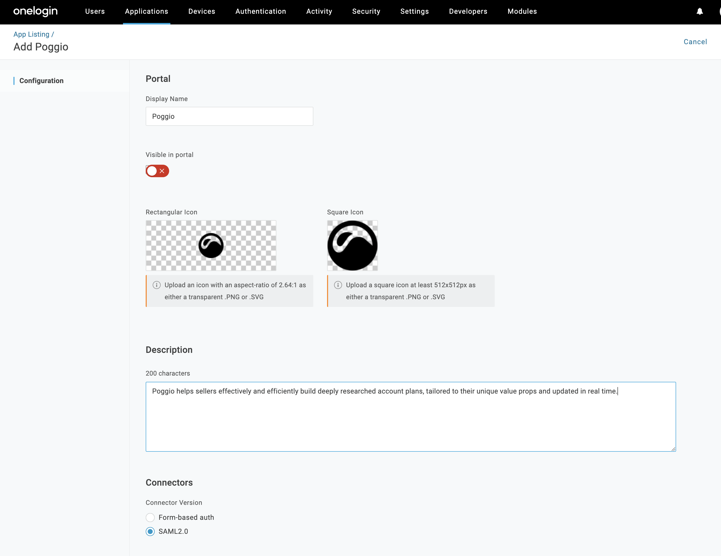 OneLogin SAML settings
